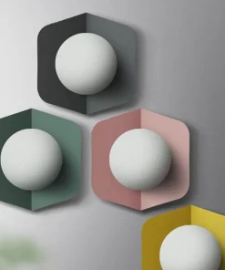 Colored Geometric Plate & Globe Wall Light