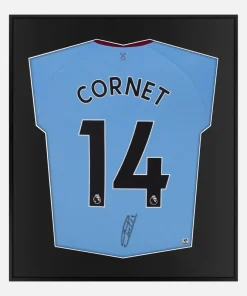 Framed Maxwel Cornet Signed Shirt, West Ham Blue Away [Lite]