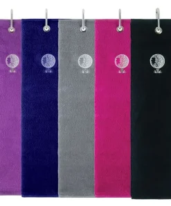 SURPRIZESHOP EMBROIDERED GOLF TRIFOLD TOWEL PURPLE