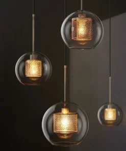 Honeycomb Glass & Metal Pendant Light