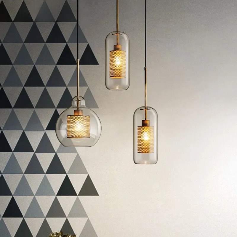 Honeycomb Glass & Metal Pendant Light - Image 2
