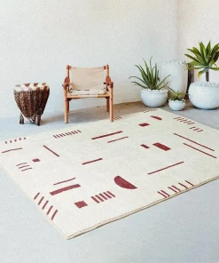 Brick & Ivory Geo Minimal Modern Area Rug