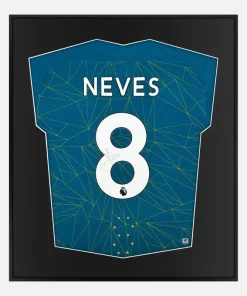 Framed Ruben Neves Signed Shirt, Wolverhampton, Away [Lite]