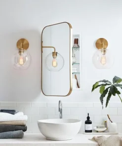 Gold Minimalist Clear Wall Sconce