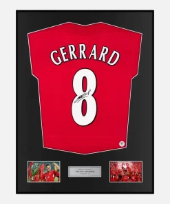 Framed Steven Gerrard Signed Liverpool Shirt 2005 Istanbul Home [Classic]