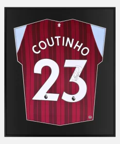Framed Aston Villa Coutinho Signed Shirt, New, 23 [Lite]