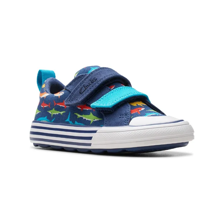 Clarks Boys Shoe Foxing Ocean T Navy Print
