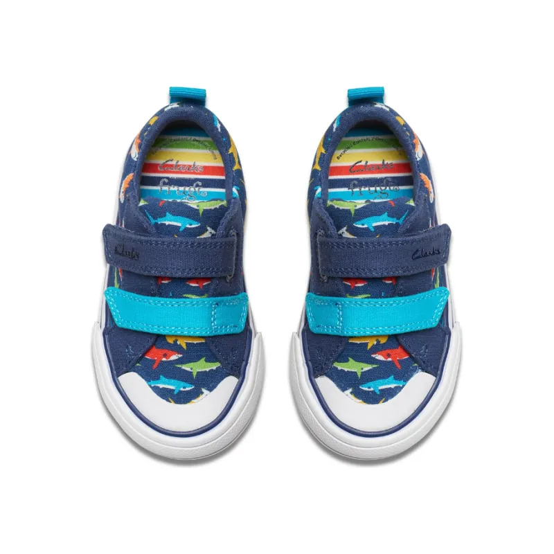 Clarks Boys Shoe Foxing Ocean T Navy Print - Image 3