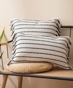 Contrast Stitch Cotton Pillow Cover