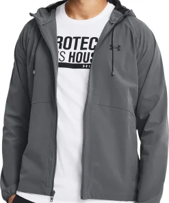 Under Armour Stretch Woven Windbreaker Mens Running Jacket - Grey