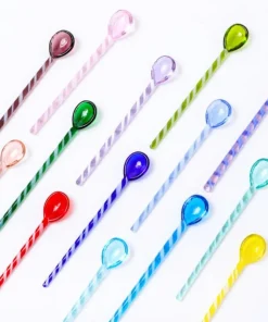 Candy Cane Glass Stirrer Set