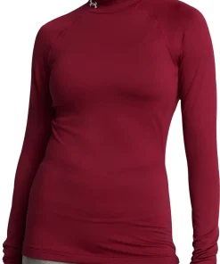 Under Armour ColdGear Mock Neck Long Sleeve Womens Running Top - Red