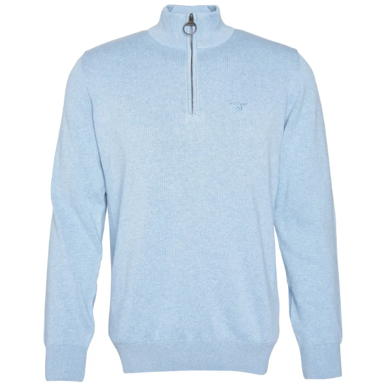 Barbour Mens Sweater Cotton Half Zip Dark Chambray