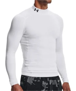 Under Armour ColdGear Compression Mock Long Sleeve Mens Running Top - White