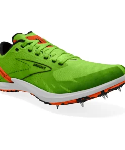 Brooks Unisex Trainer Draft XC Green Gecko/Red Orange/White