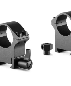Hawke Pro Steel Ring Mounts~ 1, High, with Lever (fitted) and Nut Mounts