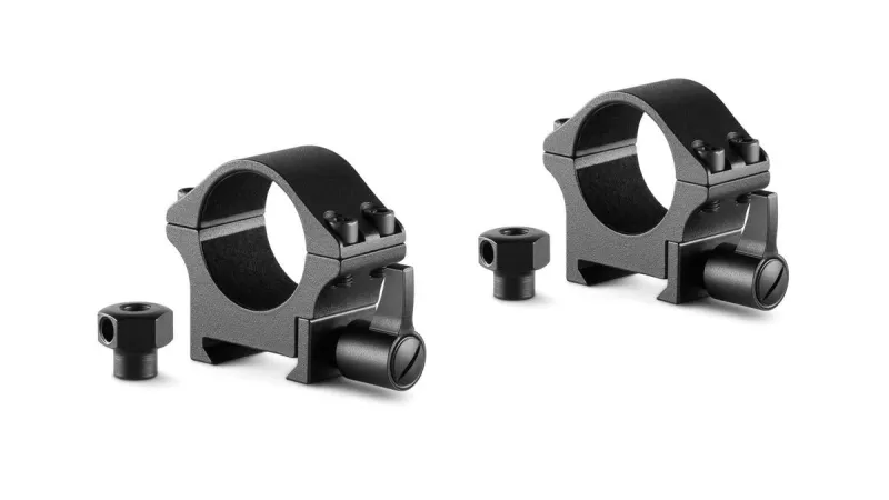 Hawke Pro Steel Ring Mounts~ 1, Low, with Lever (fitted) and Nut Mounts