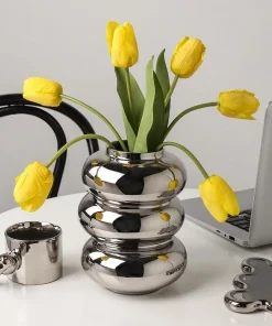 Ring Dance Plated Ceramic Vases