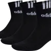 adidas 3 Stripes Linear (3 Pack) Half Crew Cushioned Socks - Black