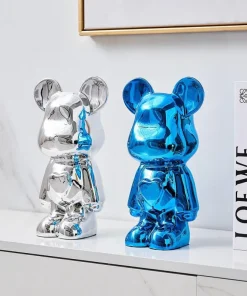 Space Bear Metallic Sculpture Figurine