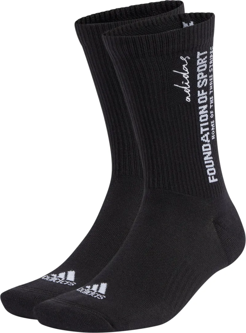 adidas Slogan Graphic (2 Pack) Cushioned Crew Socks - Black