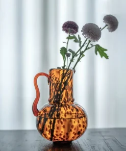 Leopard Murano Glass Flower Vase