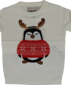 Christmas Cutie Penguin Junior Christmas Jumper - Cream