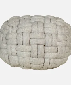 Pebble Puffed Weave Cable Knit Pouf