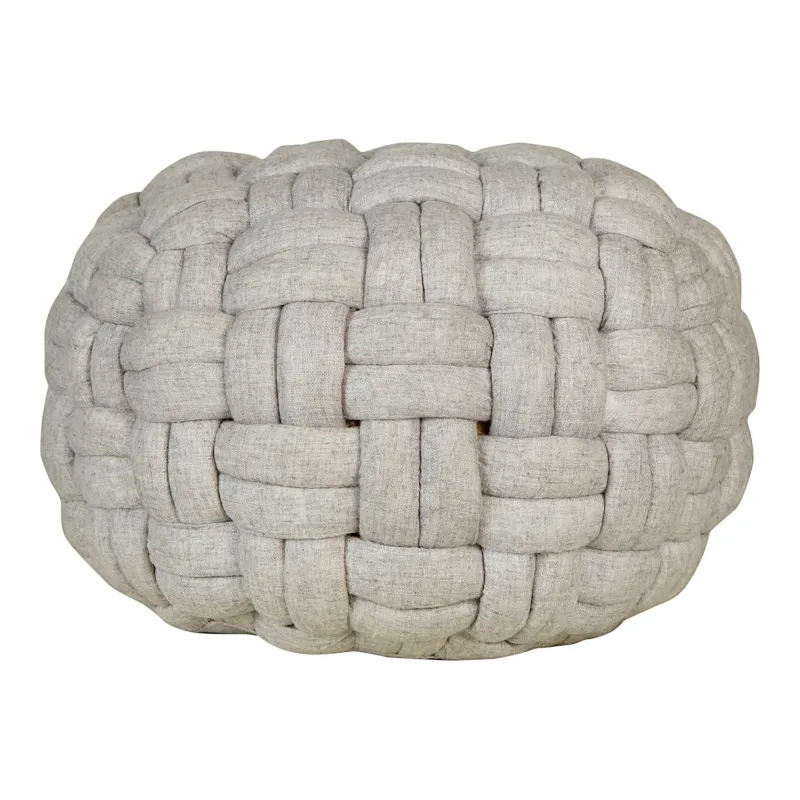 Pebble Puffed Weave Cable Knit Pouf - Image 2