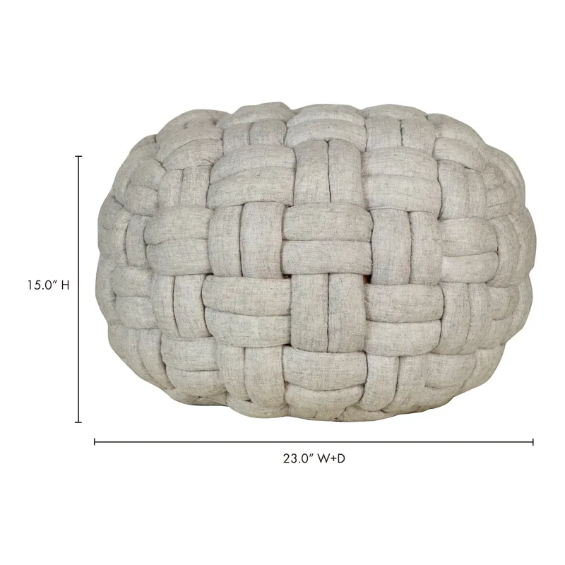Pebble Puffed Weave Cable Knit Pouf - Image 3