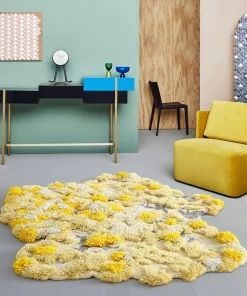 Yellow Moss Wool 3D Area Rug