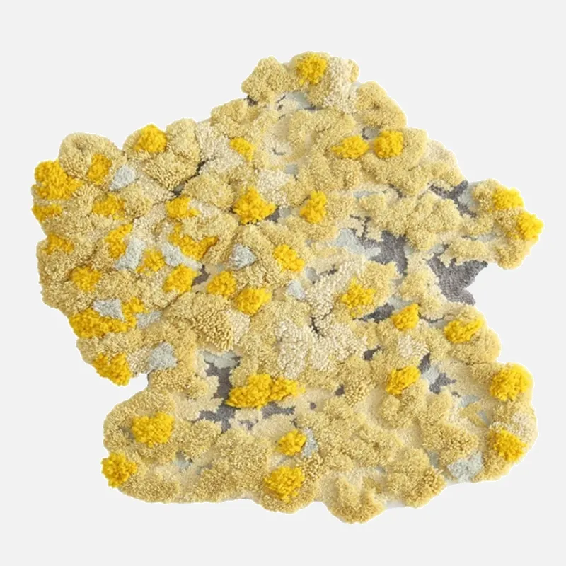 Yellow Moss Wool 3D Area Rug - Image 2