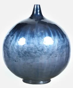 Bahamas Blue Enamel Round Vase