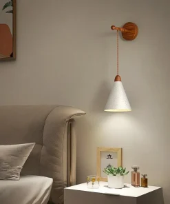 Dotty Metallic Splash Wood Effect Hanging LED Wall Light