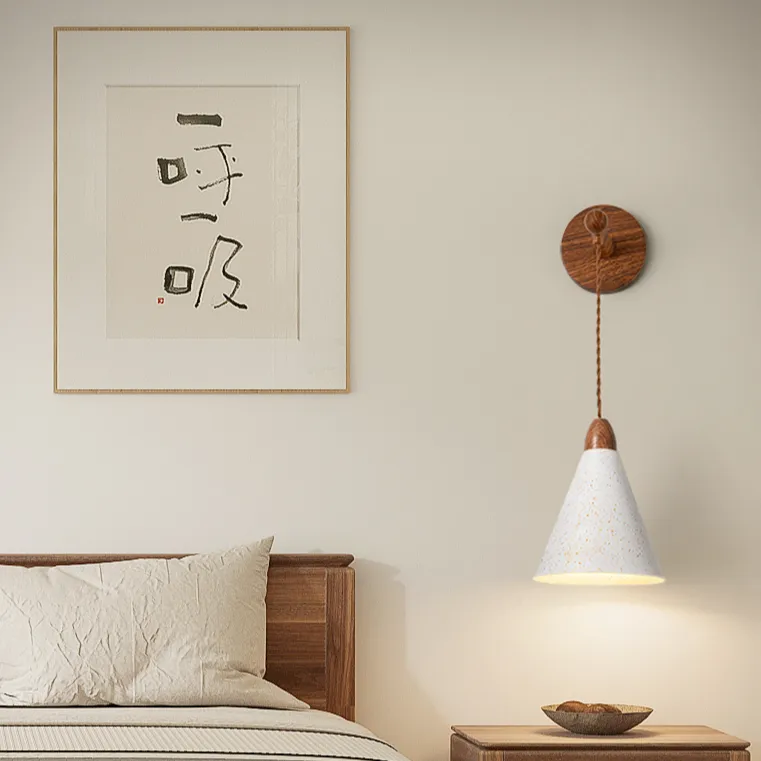 Dotty Metallic Splash Wood Effect Hanging LED Wall Light - Image 2