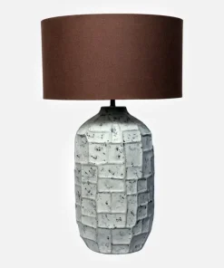 Brown & Grey Sculptural Lacquered Metal Table Lamp