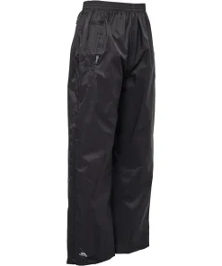 TRESPASS JUNIOR QUICKPAC WATERPROOF PANT - BLACK