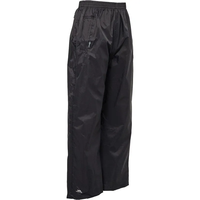TRESPASS JUNIOR QUICKPAC WATERPROOF PANT - BLACK