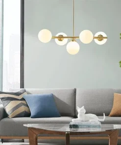 Aurelia Chandelier with Frosted Glass Globe Bulbs