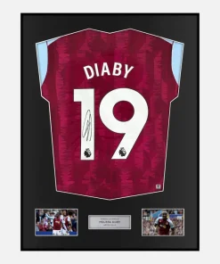Framed Moussa Diaby Signed Aston Villa Shirt 2023-24 Home [Classic]