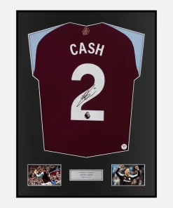 Framed Matty Cash Signed Aston Villa Shirt 2024-25 Home [Classic]
