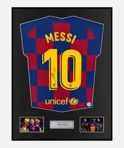 Framed Lionel Messi Signed Barcelona Shirt 2019-20 Home [Classic]