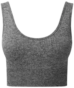 WOMENS TRIDRI RIBBED SEAMLESS 3D MULTI SPORTS BRA - BLACK MELANGE