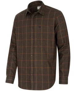 Hoggs of Fife Harris Cotton/Wool Twill Check Shirt Green
