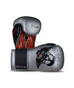 BRAVOSE SKULL BOXING GLOVE - SILVER/RED