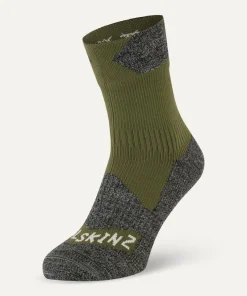 Sealskinz Bircham Waterproof All Weather Ankle Length Sock Olive/Grey Marl Unisex SOCK