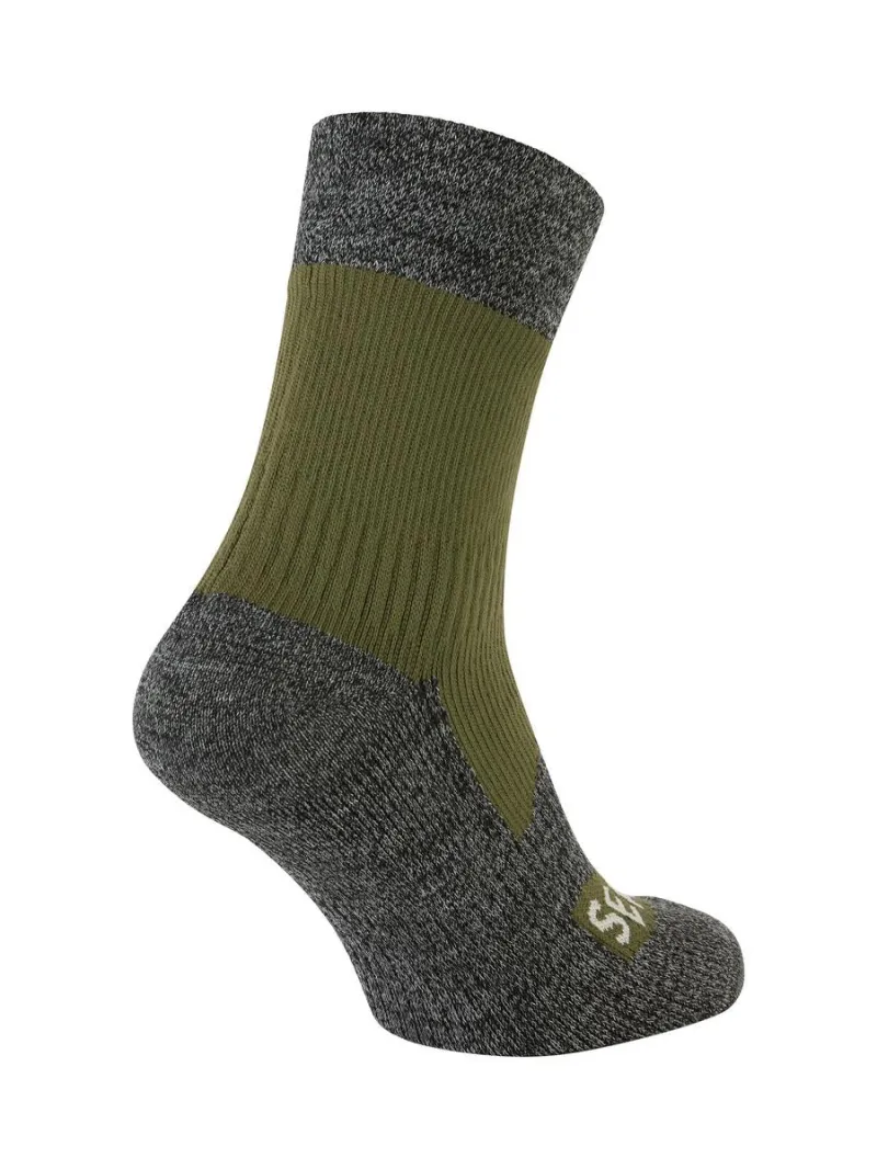 Sealskinz Bircham Waterproof All Weather Ankle Length Sock Olive/Grey Marl Unisex SOCK - Image 2