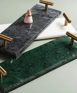 Marble & Brass Bathroom Storage Tray Organizer