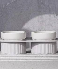 Roman Classic Elevated Double Pet Feeding Bowls