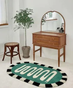 Black White Edge Abstract Area Rug & Mat